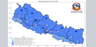 बागमती, गण्डकी र कर्णाली प्रदेशको केही स्थानमा भारी वर्षाको सम्भावना
