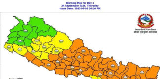 तीन दिन भारी वर्षा र बाढीको जोखिम, सर्तकता अपनाउन आग्रह